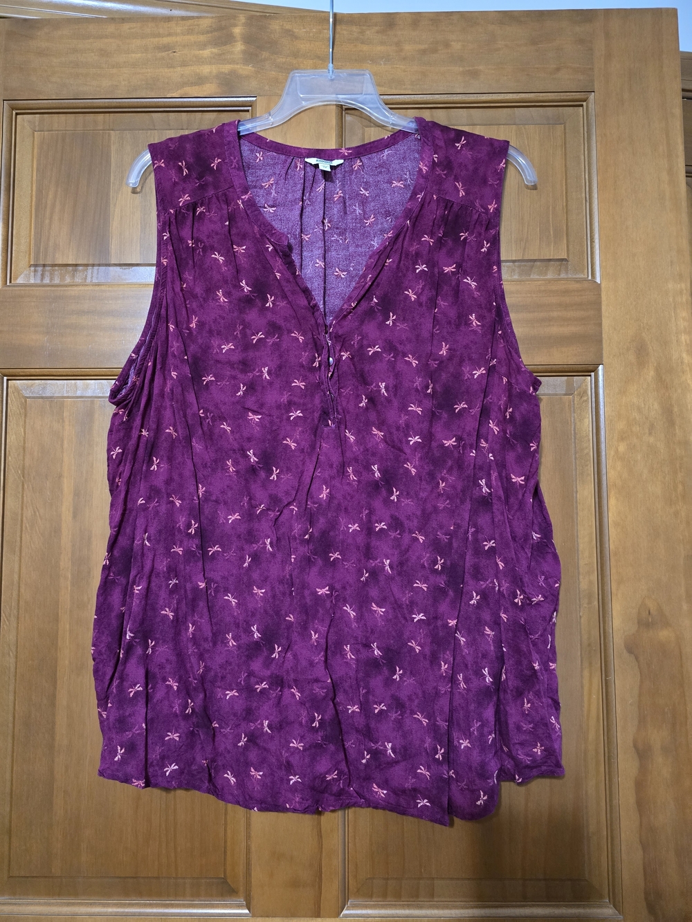 Sonoma Purple Sleeveless V-Neck Embroidered Tank
